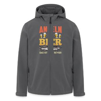 ANGELN UND BIER DAS IST MEIN REVIER Lustiges - Recycelte Männer Softshell-Jacke von Stanley/Stella - Anthrazit - Vorne - AI Model Male 185 light (185cm)