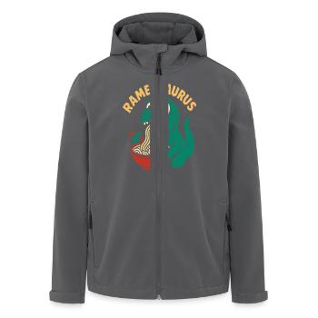 Lustiger Dinosaurier der Ramen Nudeln isst - Recycelte Männer Softshell-Jacke von Stanley/Stella - Anthrazit - Vorne - AI Model Male 185 light (185cm)