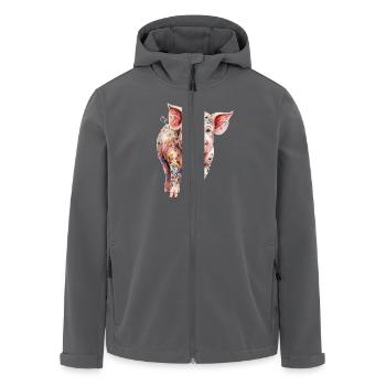 Florales Schwein mit Blumenmuster für - Recycelte Männer Softshell-Jacke von Stanley/Stella - Anthrazit - Vorne - AI Model Male 185 light (185cm)