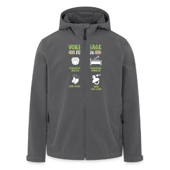 Schwangerschaft VORHERSAGE 2026 Lustiges - Recycelte Männer Softshell-Jacke von Stanley/Stella - Anthrazit - Vorne - AI Model Male 185 light (185cm)