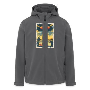 UFO Über Nevada Wüstenlandschaft Retro Kunst - Recycelte Männer Softshell-Jacke von Stanley/Stella - Anthrazit - Vorne - AI Model Male 185 light (185cm)