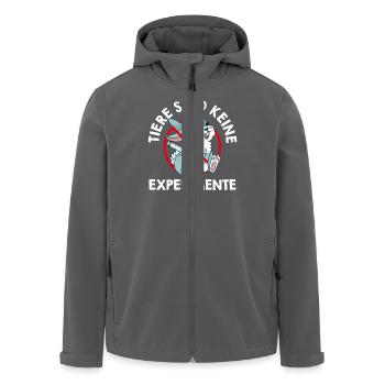 Tierwohl TIERE SIND KEINE EXPERIMENTE LUSTIG - Recycelte Männer Softshell-Jacke von Stanley/Stella - Anthrazit - Vorne - AI Model Male 185 light (185cm)