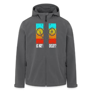 Is My Bike Okay Funny Crash Cyclist Retro - Men’s Recycled Softshell Jacket by Stanley/Stella - anthracite - Front - AI Model Male 185 light (185cm)
