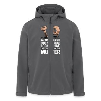 Wenn jemand eine Schraube locker hat Mutter Spruch - Recycelte Männer Softshell-Jacke von Stanley/Stella - Anthrazit - Vorne - AI Model Male 185 light (185cm)