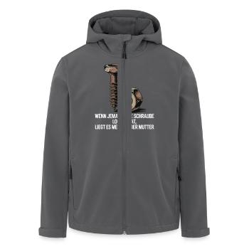 Wenn jemand eine Schraube locker hat Mutter Spruch - Recycelte Männer Softshell-Jacke von Stanley/Stella - Anthrazit - Vorne - AI Model Male 185 light (185cm)