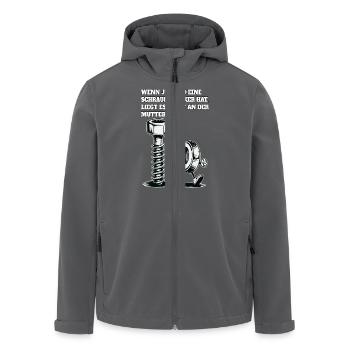 Wenn jemand eine Schraube locker hat Mutter Spruch - Recycelte Männer Softshell-Jacke von Stanley/Stella - Anthrazit - Vorne - AI Model Male 185 light (185cm)