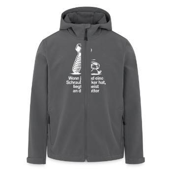 Wenn jemand eine Schraube locker hat Mutter Spruch - Recycelte Männer Softshell-Jacke von Stanley/Stella - Anthrazit - Vorne - AI Model Male 185 light (185cm)