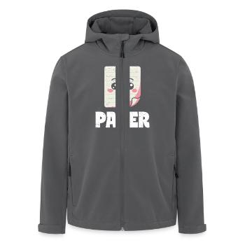 Schere Stein Papier Gruppe Schulspiel Papier Figur - Recycelte Männer Softshell-Jacke von Stanley/Stella - Anthrazit - Vorne - AI Model Male 185 light (185cm)