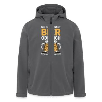 Sie hat gesagt: Bier oder ich. Ich vermisse Sie - Recycelte Männer Softshell-Jacke von Stanley/Stella - Anthrazit - Vorne - AI Model Male 185 light (185cm)
