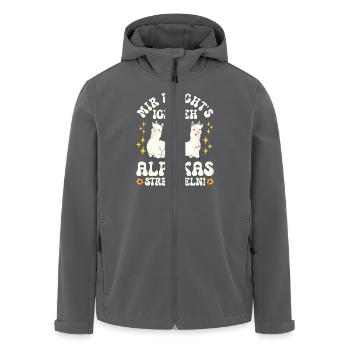 Alpaka Fan MIR REICHT'S GEH ALPAKAS STREICHELN - Recycelte Männer Softshell-Jacke von Stanley/Stella - Anthrazit - Vorne - AI Model Male 185 light (185cm)