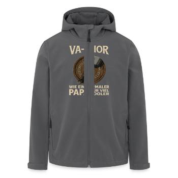 VA-THOR – Papa Design mit Mjölnir & Runen - Recycelte Männer Softshell-Jacke von Stanley/Stella - Anthrazit - Vorne - AI Model Male 185 light (185cm)