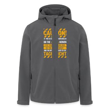 Caution! Nerviger Griller Spruch Für Grillmeister - Recycelte Männer Softshell-Jacke von Stanley/Stella - Anthrazit - Vorne - AI Model Male 185 light (185cm)