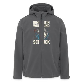 Nimm mein Wurm – Freches Angelmotiv - Recycelte Männer Softshell-Jacke von Stanley/Stella - Anthrazit - Vorne - AI Model Male 185 light (185cm)