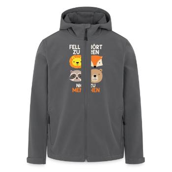 Tierschutz FELL GEHÖRT ZU TIEREN NICHT MENSCHEN - Recycelte Männer Softshell-Jacke von Stanley/Stella - Anthrazit - Vorne - AI Model Male 185 light (185cm)