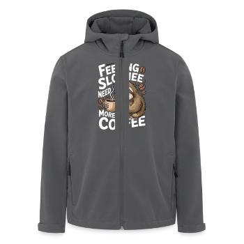 Lustiges Faultier Kaffee Design - Recycelte Männer Softshell-Jacke von Stanley/Stella - Anthrazit - Vorne - AI Model Male 185 light (185cm)