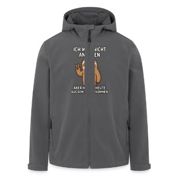 Ich will nicht angeben, bin wach – Faultier - Recycelte Männer Softshell-Jacke von Stanley/Stella - Anthrazit - Vorne - AI Model Male 185 light (185cm)