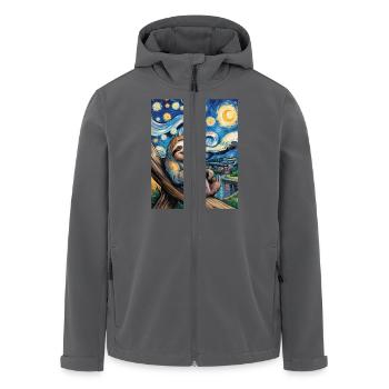 Faultier im Van Gogh Stil – Kunst trifft Chill - Recycelte Männer Softshell-Jacke von Stanley/Stella - Anthrazit - Vorne - AI Model Male 185 light (185cm)