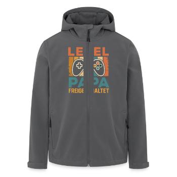 Bald Papa LEVEL PAPAFREIGESCHALTET LUSTIG - Recycelte Männer Softshell-Jacke von Stanley/Stella - Anthrazit - Vorne - AI Model Male 185 light (185cm)