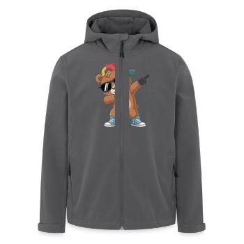 Dabbing Bär mit Cap – Cooles Kinder Motiv - Recycelte Männer Softshell-Jacke von Stanley/Stella - Anthrazit - Vorne - AI Model Male 185 light (185cm)