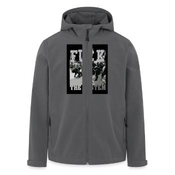FUCK THE SYSTEM - Recycelte Männer Softshell-Jacke von Stanley/Stella - Anthrazit - Vorne - AI Model Male 185 light (185cm)