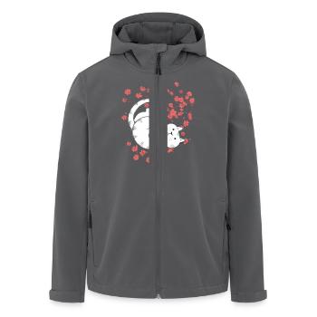 Katze mit roten Blumen - Recycelte Männer Softshell-Jacke von Stanley/Stella - Anthrazit - Vorne - AI Model Male 185 light (185cm)
