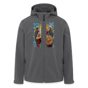 Erzengel Michael in Rüstung Mosaik-Malerei - Recycelte Männer Softshell-Jacke von Stanley/Stella - Anthrazit - Vorne - AI Model Male 185 light (185cm)