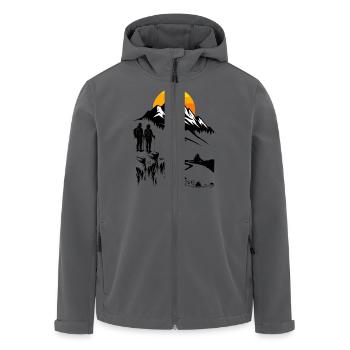 Abenteuer Vintage Zeichnung | Wandern und Trekking - Recycelte Männer Softshell-Jacke von Stanley/Stella - Anthrazit - Vorne - AI Model Male 185 light (185cm)