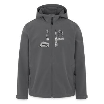 "unzeitgemäße Zeitgenossen" - Recycelte Männer Softshell-Jacke von Stanley/Stella - Anthrazit - Vorne - AI Model Male 185 light (185cm)
