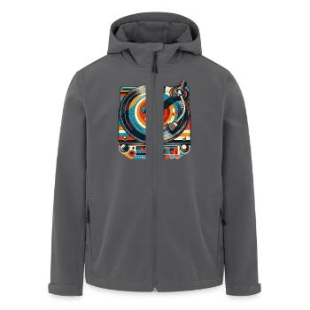 retro Plattenspieler Musik LP Vinyl Record Old - Recycelte Männer Softshell-Jacke von Stanley/Stella - Anthrazit - Vorne - AI Model Male 185 light (185cm)