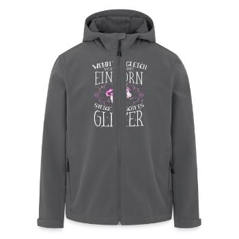 Einhorn - Glitzer - Recycelte Männer Softshell-Jacke von Stanley/Stella - Anthrazit - Vorne - AI Model Male 185 light (185cm)