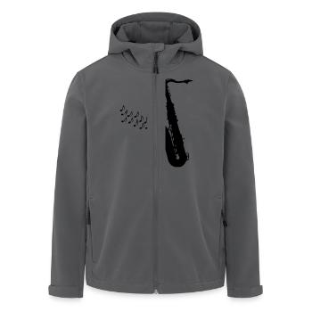 Saxofon mit Musiknoten - Recycelte Männer Softshell-Jacke von Stanley/Stella - Anthrazit - Vorne - AI Model Male 185 light (185cm)