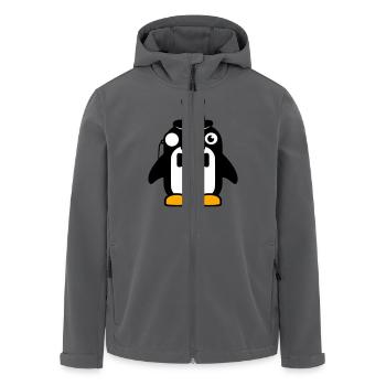 Pinguin Gentleman Sir Herr Zylinder Hut Monokel - Recycelte Männer Softshell-Jacke von Stanley/Stella - Anthrazit - Vorne - AI Model Male 185 light (185cm)