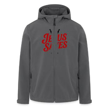 Jesus Rettet Kreuz - Recycelte Männer Softshell-Jacke von Stanley/Stella - Anthrazit - Vorne - AI Model Male 185 light (185cm)