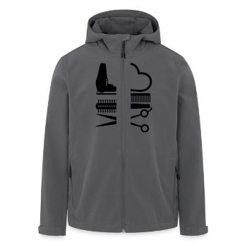 hair stylist tools / Friseur-Werkzeuge (Coiffeur, - Recycelte Männer Softshell-Jacke von Stanley/Stella - Anthrazit - Vorne - AI Model Male 185 light (185cm)
