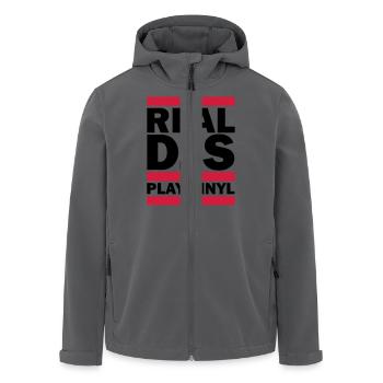 Real DJS PLAY VINYL - Recycelte Männer Softshell-Jacke von Stanley/Stella - Anthrazit - Vorne - AI Model Male 185 light (185cm)