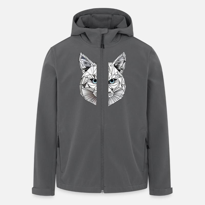 Polygon-Geometrie-Katze - Recycelte Männer Softshell-Jacke von Stanley/Stella - Anthrazit