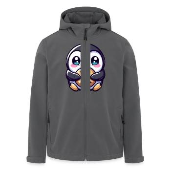 Süßer Pinguin nascht Kekse Cartoon - Recycelte Männer Softshell-Jacke von Stanley/Stella - Anthrazit - Vorne - AI Model Male 185 light (185cm)