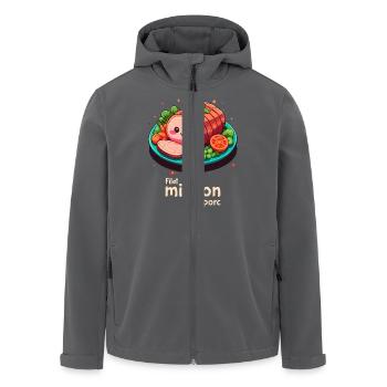 Schweinefilet - Klartext - Recycelte Männer Softshell-Jacke von Stanley/Stella - Anthrazit - Vorne - AI Model Male 185 light (185cm)