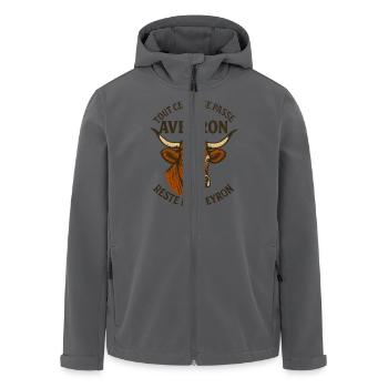 Alles, was in Aveyron passiert, bleibt in Aveyron - Recycelte Männer Softshell-Jacke von Stanley/Stella - Anthrazit - Vorne - AI Model Male 185 light (185cm)