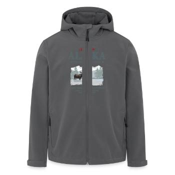 Alaska - Moose - Elch - Recycelte Männer Softshell-Jacke von Stanley/Stella - Anthrazit - Vorne - AI Model Male 185 light (185cm)