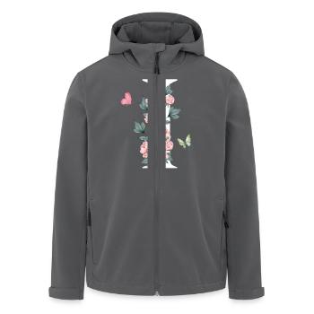 Buchstabe i rosa Blumen - Recycelte Männer Softshell-Jacke von Stanley/Stella - Anthrazit - Vorne - AI Model Male 185 light (185cm)
