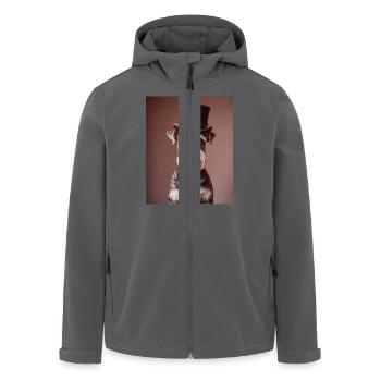 Chien schnauzer portant un chapeau haut de forme et un nœud papillon - Veste softshell homme en polyester recyclé Stanley/Stella - charbon - Devant - AI Model Male 185 light (185cm)