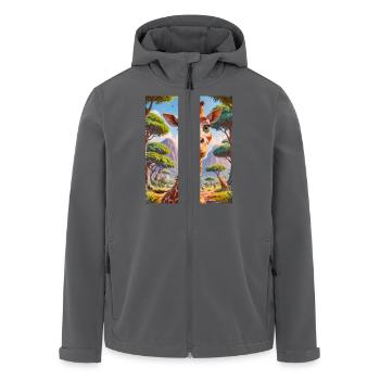 Super süße afrikanische Tiere – Giraffe - Recycelte Männer Softshell-Jacke von Stanley/Stella - Anthrazit - Vorne - AI Model Male 185 light (185cm)