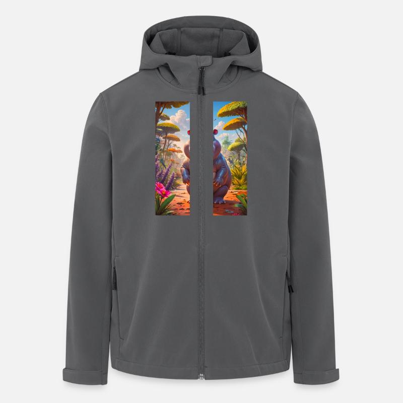 animaux africains super mignons – Hippopotame - Veste softshell homme en polyester recyclé Stanley/Stella - charbon