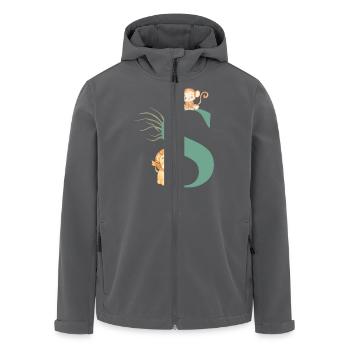 Dschungeltier grüner Buchstabe - Recycelte Männer Softshell-Jacke von Stanley/Stella - Anthrazit - Vorne - AI Model Male 185 light (185cm)