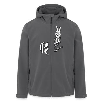 Menschlichkeit zuerst | Wahres Friedenssymbol - Recycelte Männer Softshell-Jacke von Stanley/Stella - Anthrazit - Vorne - AI Model Male 185 light (185cm)