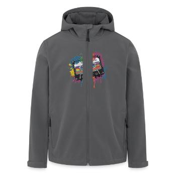 80s Retro Cassette Splash Classic Cassette Tape - Recycelte Männer Softshell-Jacke von Stanley/Stella - Anthrazit - Vorne - AI Model Male 185 light (185cm)