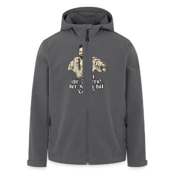 Sauft ihr Bauern - Koenig Ludwig mit Bier - - Recycelte Männer Softshell-Jacke von Stanley/Stella - Anthrazit - Vorne - AI Model Male 185 light (185cm)