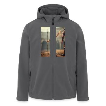 Retiarius dreht sich, slawische Winde jagen Netze durch R - Recycelte Männer Softshell-Jacke von Stanley/Stella - Anthrazit - Vorne - AI Model Male 185 light (185cm)