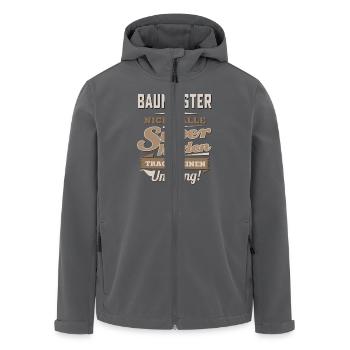 Superhelden in Sepia - Baumeister - RAHMENLOS - Recycelte Männer Softshell-Jacke von Stanley/Stella - Anthrazit - Vorne - AI Model Male 185 light (185cm)